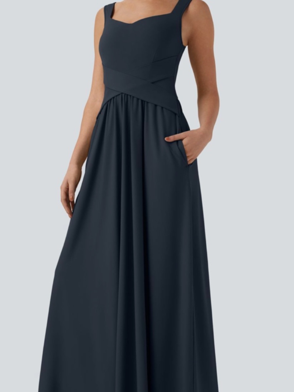 Halara Flowy Maxi Dress Navy Blue w/ Pockets